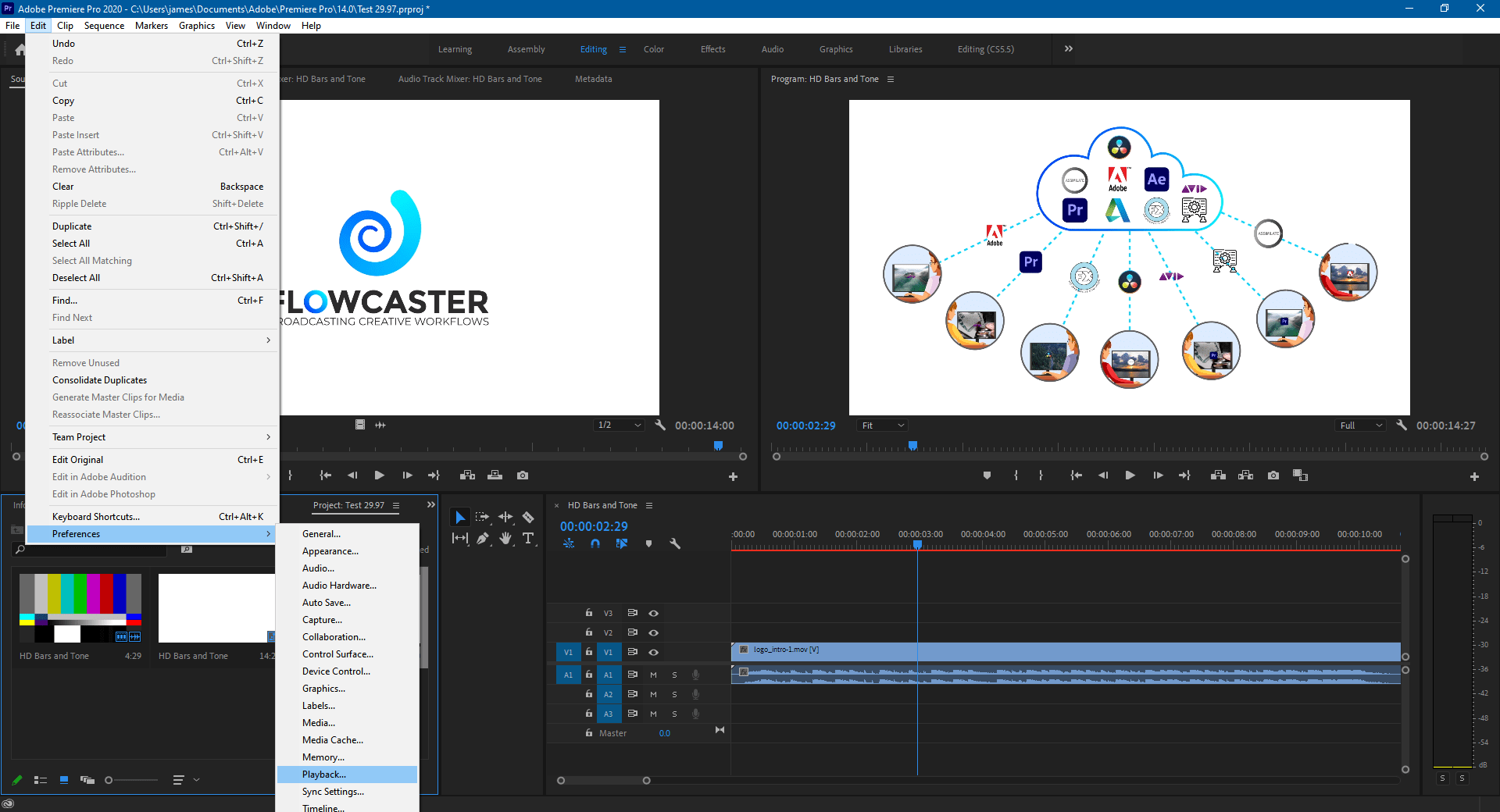 Adobe Premiere Menu