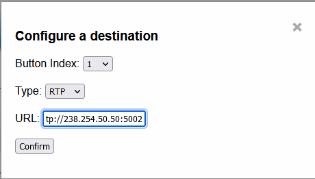 configure destination button